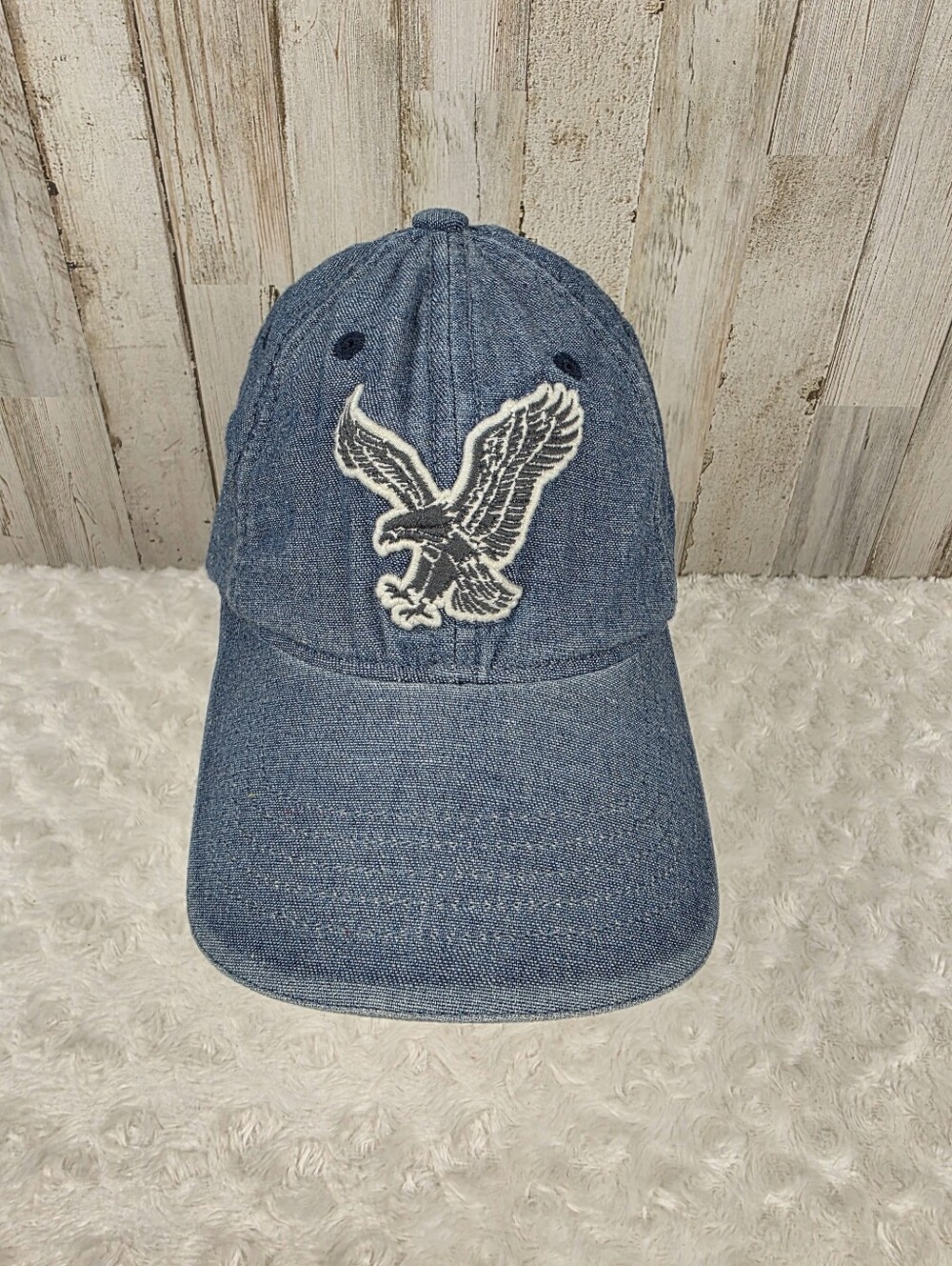American Eagle Outfitters Blue Denim Baseball Cap with Eagle Patch